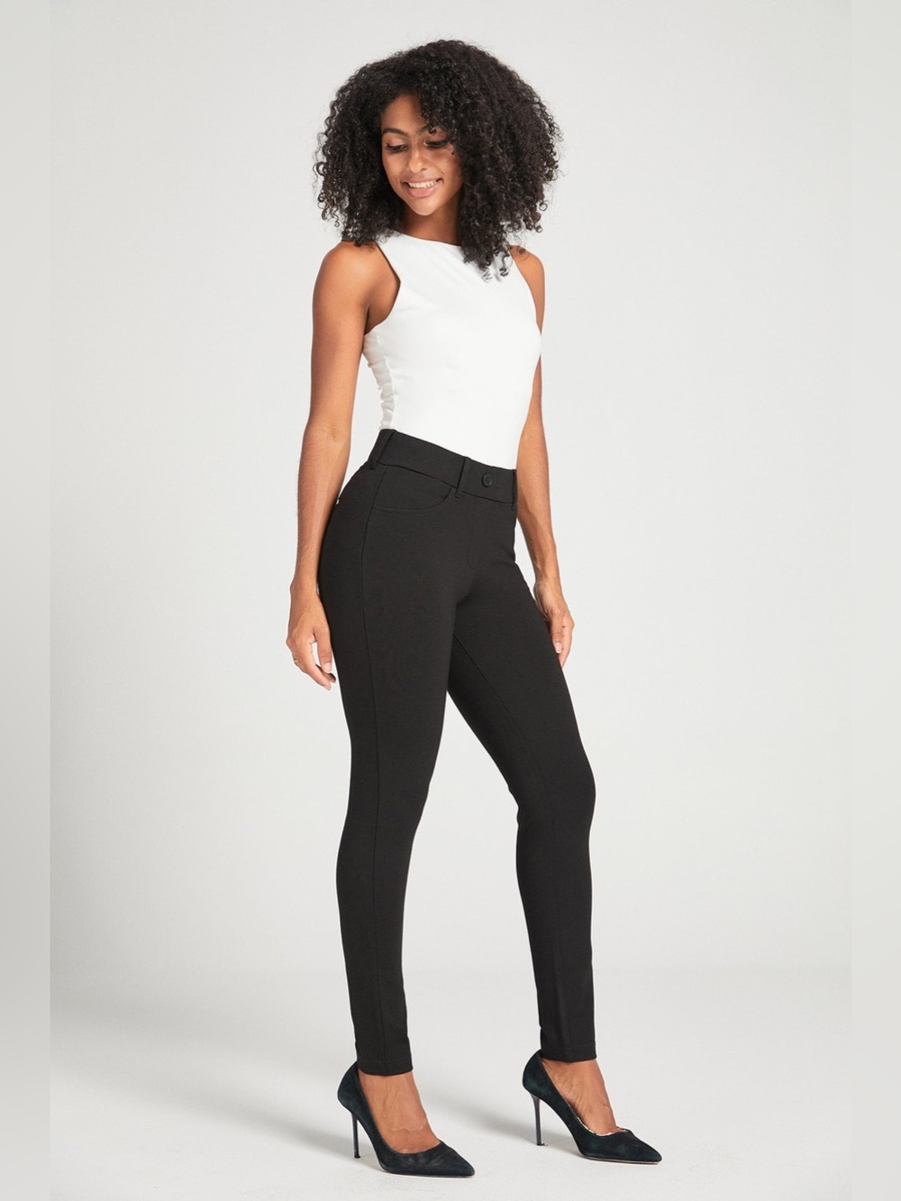 Betabrand Black Dress Pant Yoga Pants Skinny Leg Size S